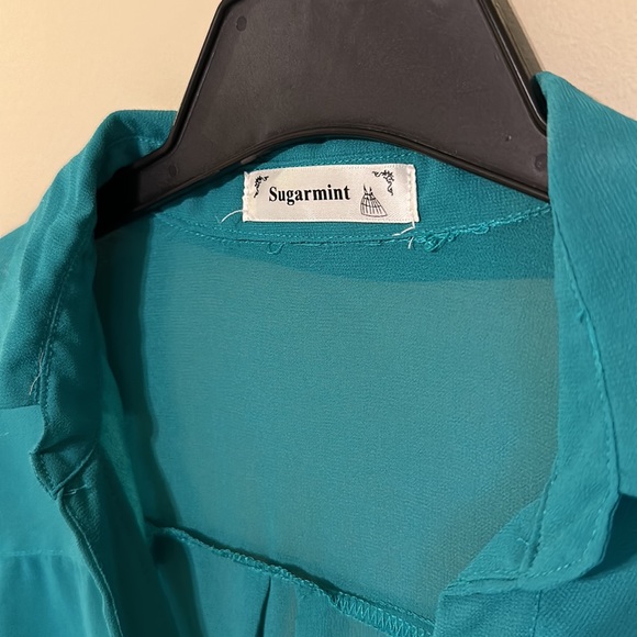 Long sleeve teal button-down - Picture 2 of 4